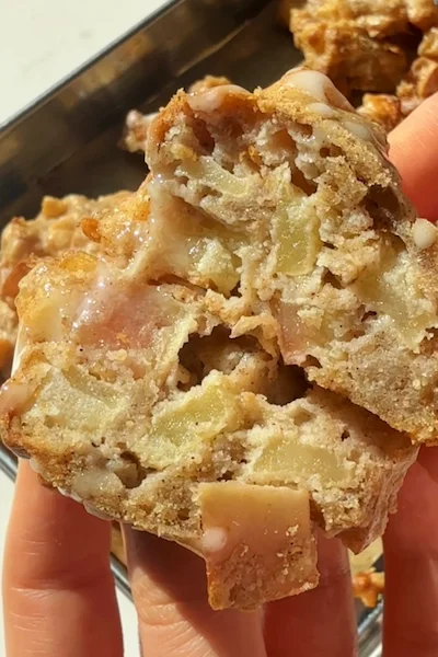 Healthy sugar-free apple fritters on a baking tray